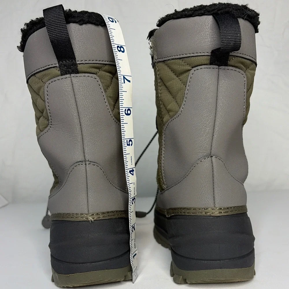 All in Motion Boys Snow Boots Olive Green Gray Thermolite Winter Size 3